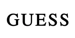The Guess eyewear logo in white background