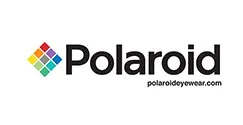 The Polaroid eyewear brand logo in white backgorund